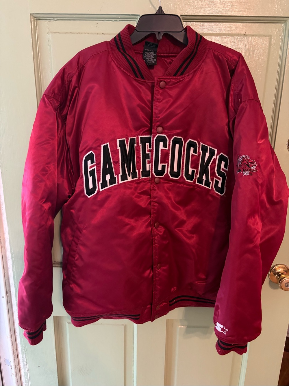 Vtg South Carolina Gamecocks Jacket Mens xl Red Nylon Bomber Varsity Satin